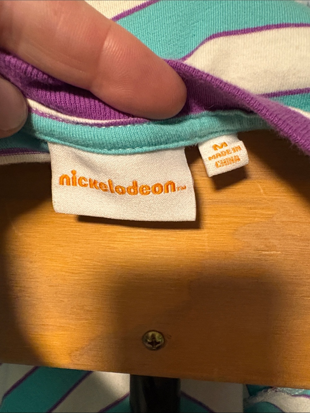 Nickelodeon Teal & White Striped Tee with Purple Neck - Picture 3 of 4